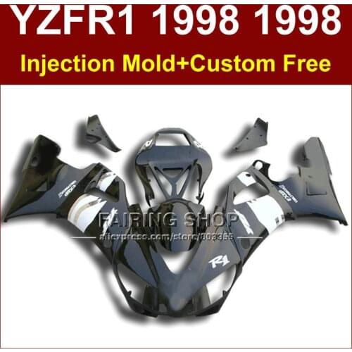 IHR7 Brand fairings kit for YAMAHA YZF R1 YZF1000 98 99 R1 glossy black custom fairing set YZF R1 1998 1999 body parts KDR4