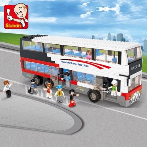 SLuban City Car-Luxury Bus Educational Toy Childrens Assembled Car Model Building Block 9 Minifigures Toy Gift For Kids