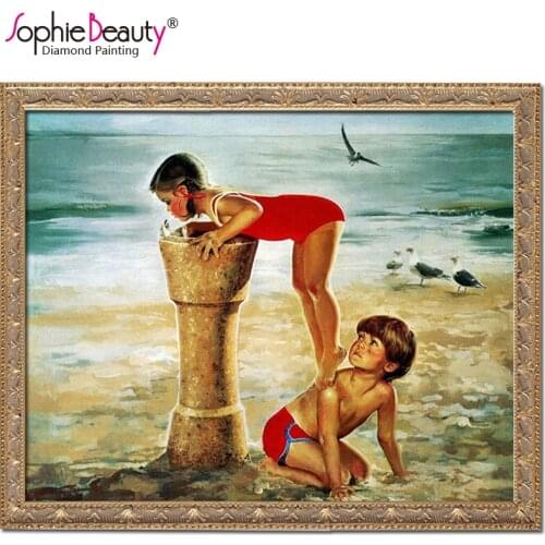 2018 Hot Sale New Diy Diamond Embroidery Mosaics Drawing With Drill Handmade Cross Stitch Boy And Girl Drink Water Gifts Kit