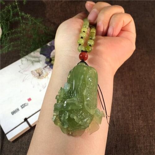 Natural 7A xiuyu jade Hand-Carved happy lucky Chinese cabbage green jade pendant jade necklace men women pendants jade jewelry