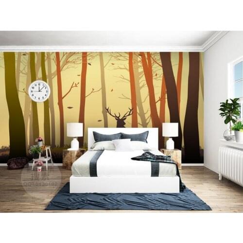 Papel de parede Nordic forest elk modern wallpaper,restaurant bar living room sofa TV wall children bedroom 3d murals