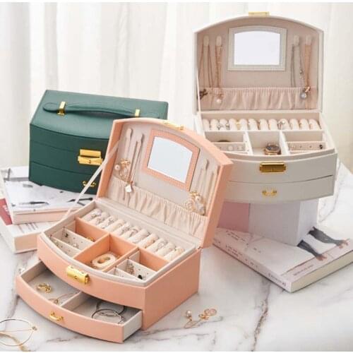 Jewelry Organizer Portable Necklace Earrings Rings Holder Jewelry Box Joyeros Organizador De Joyas Packaging PU Leather Storage