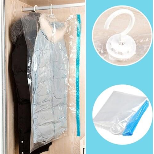 Side-pull Hanging Clothes Dust Cover Can Evacuate Vacuum Clothes Storage Bag With hanging clothes Hangers