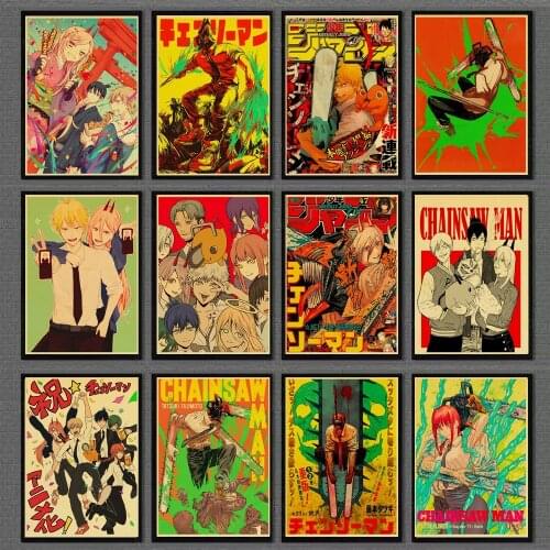 Chainsaw Man Japanese Anime Retro Poster For Bar Kids Room Home Decor Quality Painting Art Wall Decor Painting