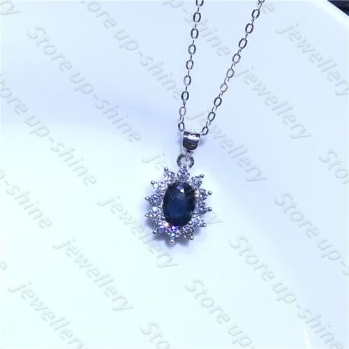 Luxury style natural sapphire necklace 925 silver womens necklace elegant atmosphere style