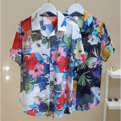 2021 Summer Fashion New Thin Lapel Short Sleeve New Retro Hong Kong Flavor Loose Casual Printed Shirt Female Trend H079