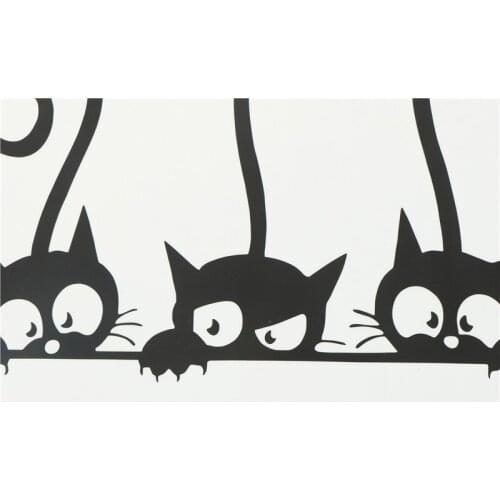 Removable three black cat wall stickers art decal mural diy kids bedroom decor
