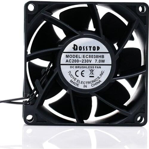 BOSSTOP EC8038HB Server Cooling Fan AC 230V 7W 80x80x38mm 2-wire