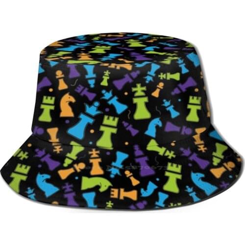 Chess Endgame Pattern Uv Protection Foldable Bucket Hats Women Men Chess Chess Pattern Chess Chess Endgame Chess Pattern Chess
