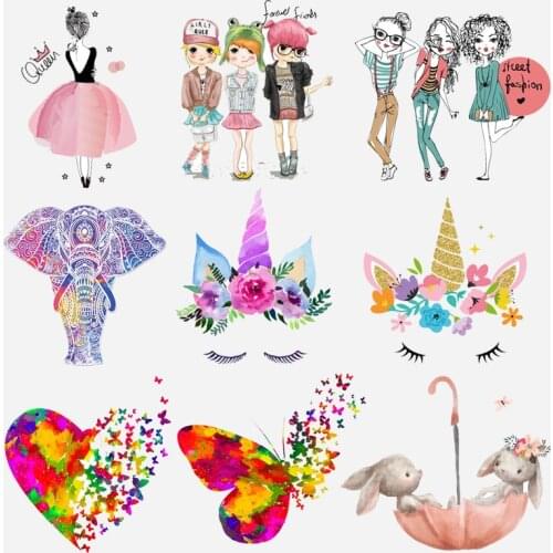 Fashion Girl Heat Transfer Patches Iron On Transfers On Clothes DIY T-Shirts Applique Heat Transfer Vinyl For Clothing Stickers