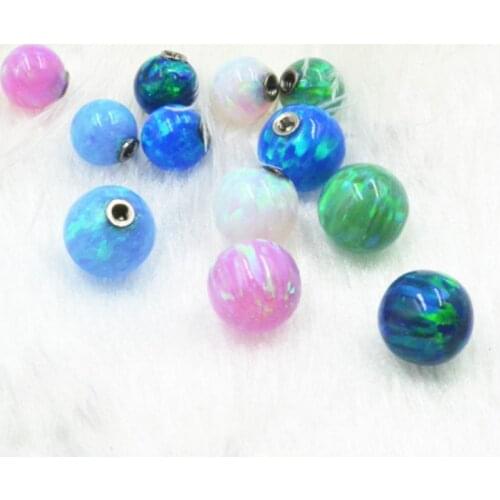 Lot10pcs Body Jewelry Balls 14G Parts Accessory Opalite Stone balls 5mm 6mm 8mm DIY For Ear Tongue/Nipple/Navel Piercing Balls