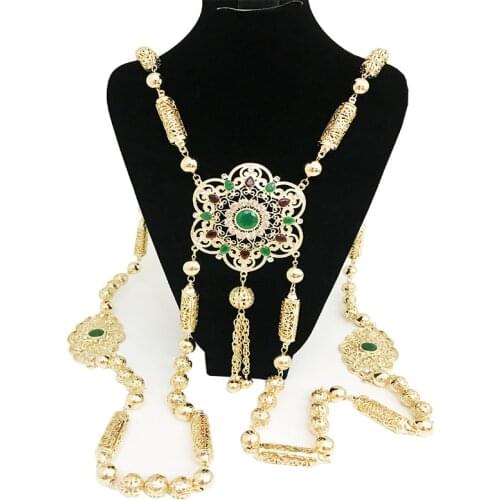 Retro Moroccan Gold Wedding Chest Shoulder Chain Women Kaftan Ethnic Back Jewelry Muslim Clothing Body Chain Accessories Wholesa