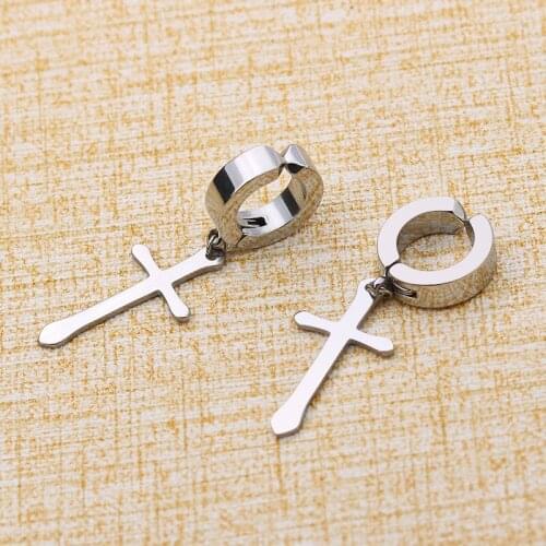 1Pair Korean Fashion Titanium Steel Cross Ear Clip Without Pierced Earrings Stainless Steel Ear Buckle Jewelry
