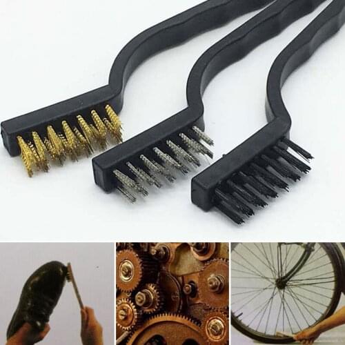 3Pcs/lot Mini Stainless Steel Rust Brush Brass Cleaning Polishing Detail Metal Brush Wire Toothbrush Cleaning Tool Family Kit
