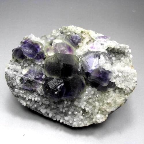 470g Purple Phantom Fluorite on Quartz Matrix - crystals and stones healing Mineral specimen Home Decor feng shui decoration