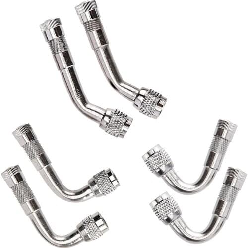 6 Pcs Brass Tire Valve Extension Tube With 45/90/135 Degree (Silver) Fit For Cars Motorcycles Electric Vehicles Etc