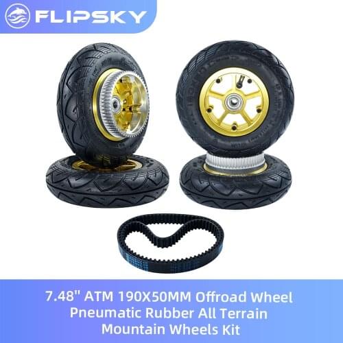 7.48'' ATM 190X50MM Offroad Wheel Pneumatic Rubber All Terrain Mountain Wheels Kit With Two Belt For DIY Skateboard /Scooter