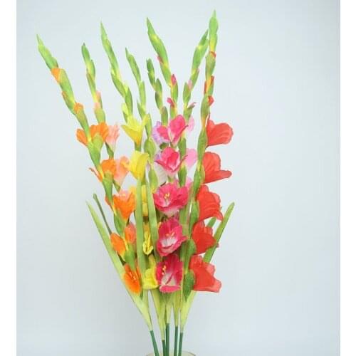 8 heads Iris gladiolus Long Branch Artificial Silk Flowers for Home Desktop decoration Party Wedding Hall Fake Flowers