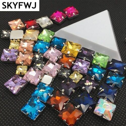 8mm 10mm 12mm Claw Rhinestones Wedding Decorations Square Stones Sewing Flatback Crystals Sewing Rhinestone For Dress Decoration