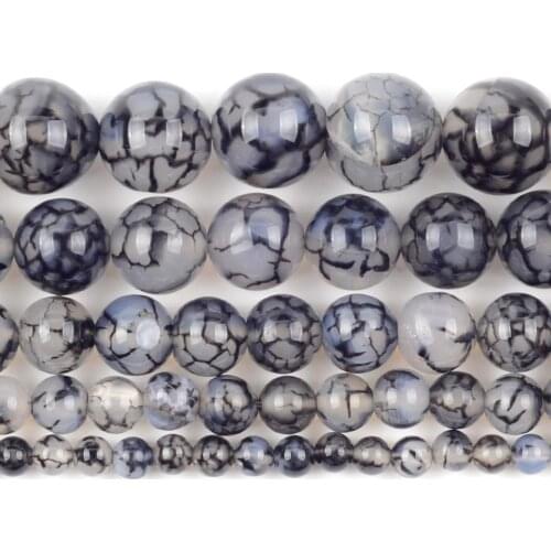 Natural Black Stripe Cracked Agates Stone Beads Round Loose Spacer Beads For Jewelry Making 4/6/8/10mm DIY Bracelet Handmade