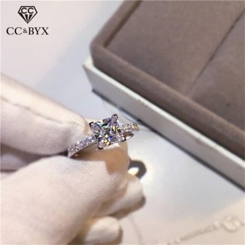 CC Rings For Women 925 Silver Square Cubic Zirconia Stone Ring Bridal Wedding Engagement Accessories Jewelry Drop Shipping CC631