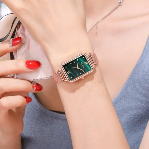 Ladies Rectangular Watch Fashion Pattern Small Green Watch Female Watch relogio feminino часы женские наручные montre femme