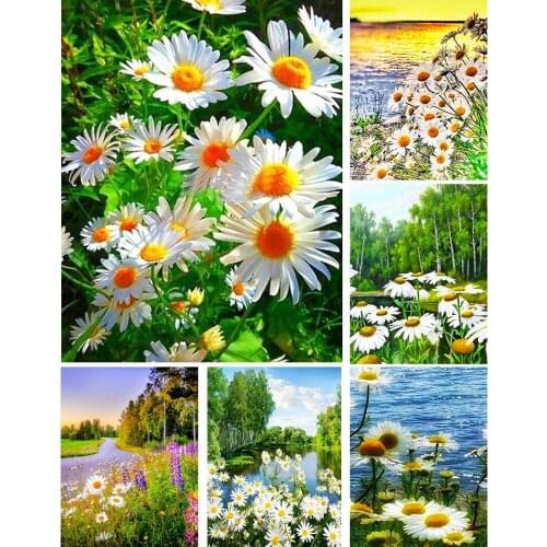 Diy 5D Diamond Painting Daisy Flowers Cross Stitch Kit Full Drill Square Embroidery Mosaic Rhinestones Pictures Home Decoration
