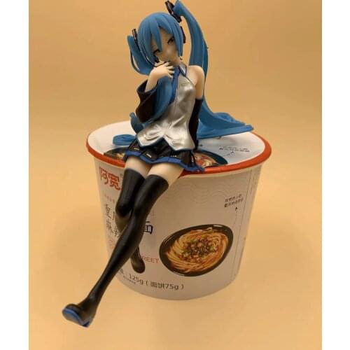 Virtual Singer VOCALOID Miku PVC Action Figures Toys Uniform Miku Figure in BOX Instant noodle press Gifts Anime Model Doll