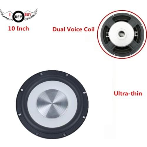 I KEY BUY 10 Inch Ultra Thin Dual Voice Coil Bass Woofer 245mm 35mm Core 4 Ohm Aluminum Basin Subwoofer for Car Modified Speaker