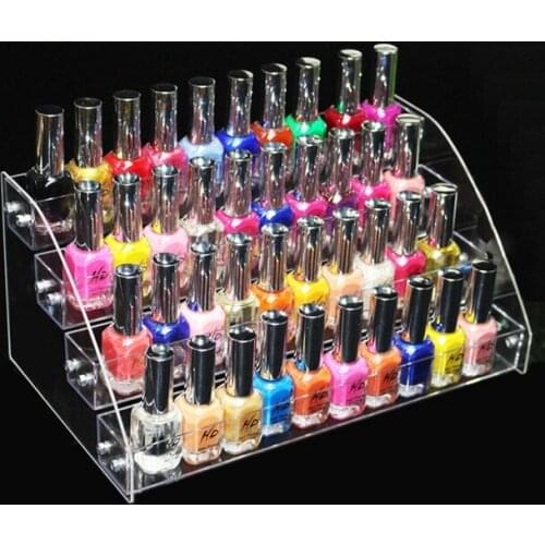 Makeup Cosmetic 4 Tiers Clear Acrylic Organizer Mac Lipstick Jewelry Display Stand Holder 40 Bottles Nail Polish Rack