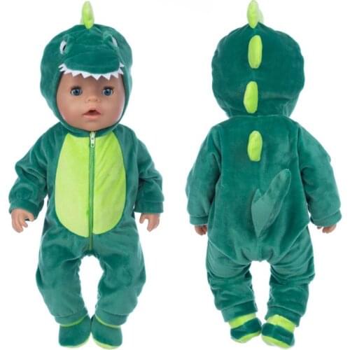Green Dinosaur Suit Doll Clothes Fit 17 inch 43cm Doll Clothes Born Baby Suit For Baby Birthday Fistival Gift