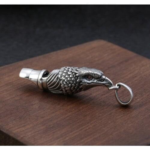 925 Sterling Silver Eagles Head Whistle Pendant for Necklace Vintage Unisex Jewelry for Men And Women Necklace Pendants Vintage
