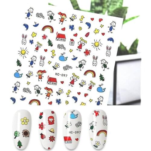 3D Cute Nails Art Manicure Stickers Cartoon Decals Theme Nail Decoration Stickers for Nails