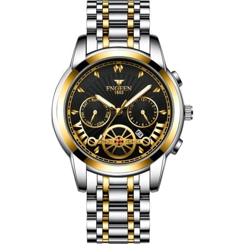 Fashion Hot Style Trend Mens Stainless Steel Luxury Watch Calendar Quartz Watch Professional waterproof Casual Watch Men