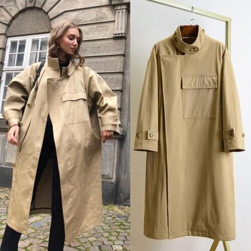 Fashion Street Oversized Jackets 2021 New Spring Autumn Women Waterproof Casual Khaki Trench Coat Female Loose Clothing
