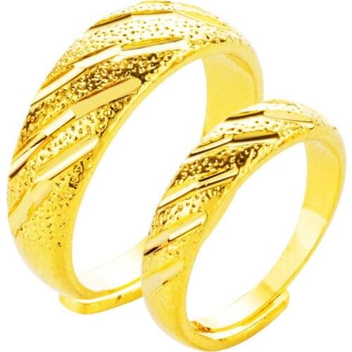 VAMOOSY Original 24K Gold Color Twill Meteor Shower Couple Ring for Women Men Open Rings Korean Fashion Wedding Finger Jewelry