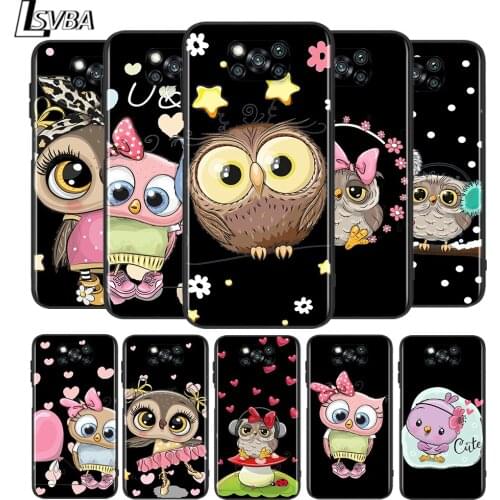 Lovely Animal Owl for Xiaomi Poco X3 NFC X2 M3 M2 F2 Pro C3 F1 A2 Lite A1 Mix3 Play Silicone Soft Black Phone Case