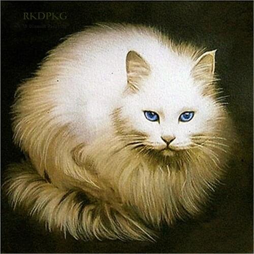 White cat gift 5d diamond painting full drill square diamond embroidery Cross stitch pictures of rhinestones Wedding decoration