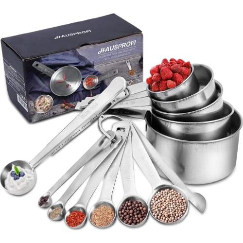 Kitchen Gadgets Stackable 14PCS Set + 1 Magnetic Conversion Chart Stainless Steel Adjustable Measuring Spoons And Cups