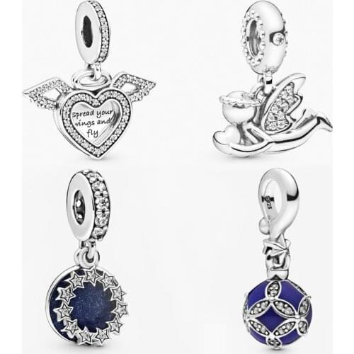 2019 Fashion New Sterling Silver Heart Ball Angel Love Wings Charm Pendant Diy Original Female Jewelry Birthday Gift