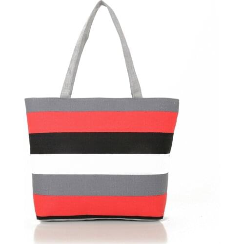 2020 new fashion canvas bag wild stripes hit color Korean casual fashion one-shoulder female bag cotton belt bag big bag