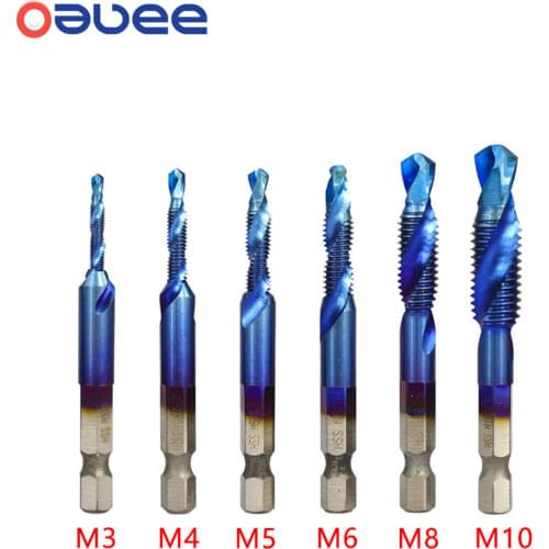 New Titanium Plated Hex Shank HSS Screw Thread Metric Tap Drill Bits Screw Machine Compound M3 M4 M5 M6 M8 M10 Hand Tools
