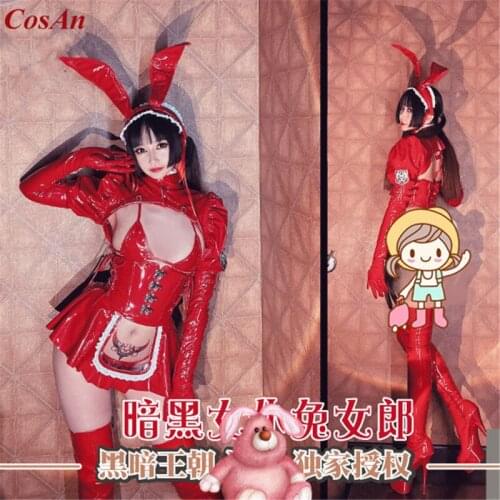 Fashion Original Design Maid Outfit Cosplay Costume Sexy Red Patent Leather Bunny Girl Uniform Female Role Play Clothing S-XL
