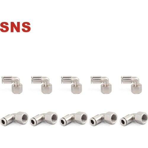 SNS JPLF Series Pneumatic Female Thread Elbow Nickel-Plated Brass Quick Connect Pipe Fittings Air Hose Tube Connector