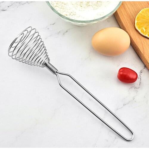 Stainelss Steel Practical Spring Head Egg Beater Lightweight Flour Whisk Manual for Home