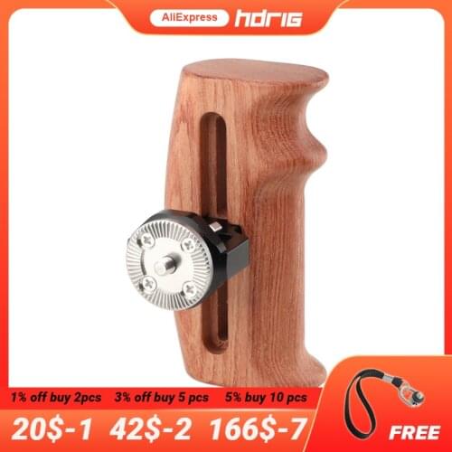 HDRIG Adjustable Wooden Handgrip with ARRI Rosette Mount M6 Thumbscrew Connection for DLSR Camera Cage Kit Red Rig (Either Side)