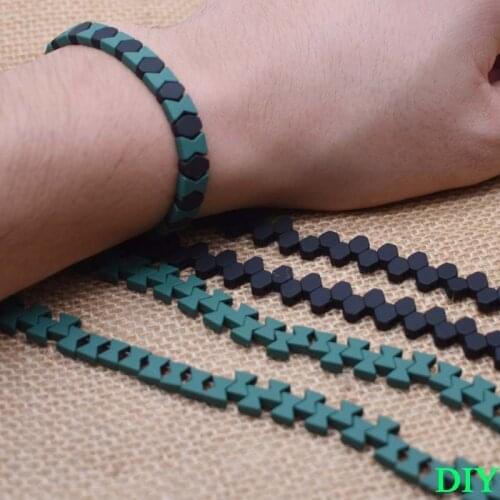 Rubber Color 7x5.5x3mm Two Holes Natural Stone Hematite Beads Loose Spacer Beads For Jewelry Making DIY Bracelet