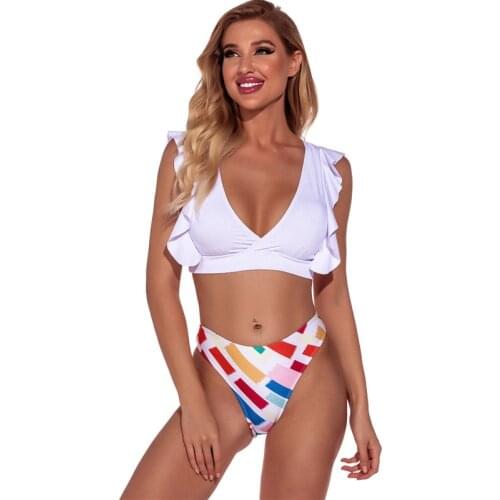 Sexy Triangle Ruffle Bikinis Women Ruffled Swimwear Push Up Bikini Set Falbala Bathing Suit Female Biquini Beachwear Swimsuits