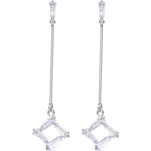 Bettyue Brand Fashion Shining Charm AAA Zircon White Gold Color Geometric Long Jewelry Earrings For Woman Wedding Party Gifts