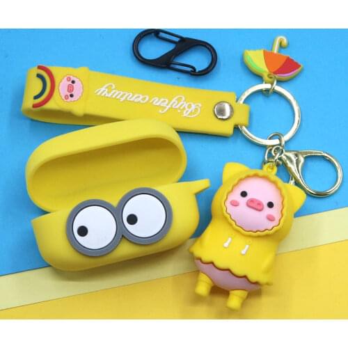 Cute Pig Keyrig Silicone Headphone Case For Sony WF1000XM4 Wireless Earbud Anti-Drop Anti-Fall Protective Charging Case